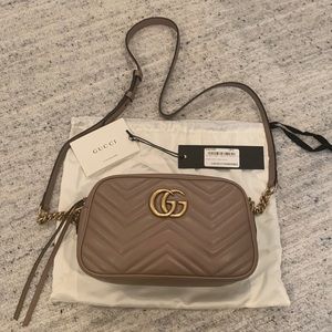 NWT Gucci GG Marmont Small Shoulder Bag - Taupe